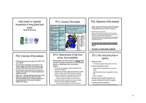 High Food Price Impact Assessment and Analysis - WFP Remote ...