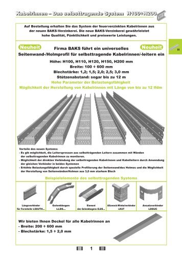 Neuheit Neuheit 1 III III III Kabelrinnen â Das selbsttragende System ...