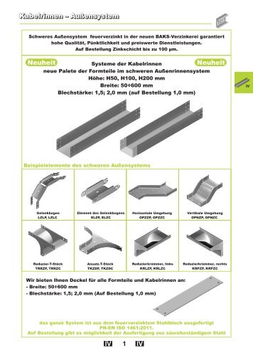 Kabelrinnen â AuÃensystem Kabelrinnen â AuÃensystem 1 III III IV ...