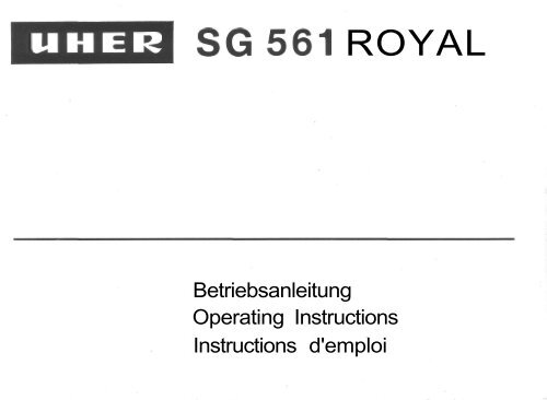 Bedienungsanleitung Uher SG 561