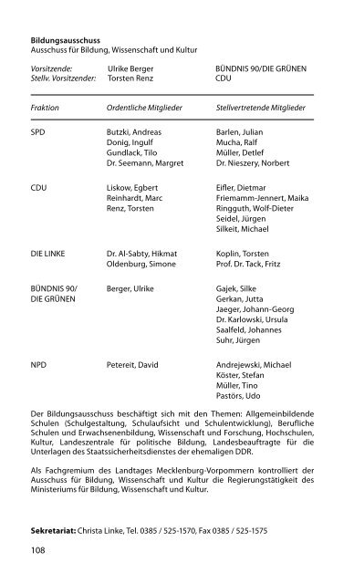 Abgeordnete und Gremien - Landtag Mecklenburg Vorpommern