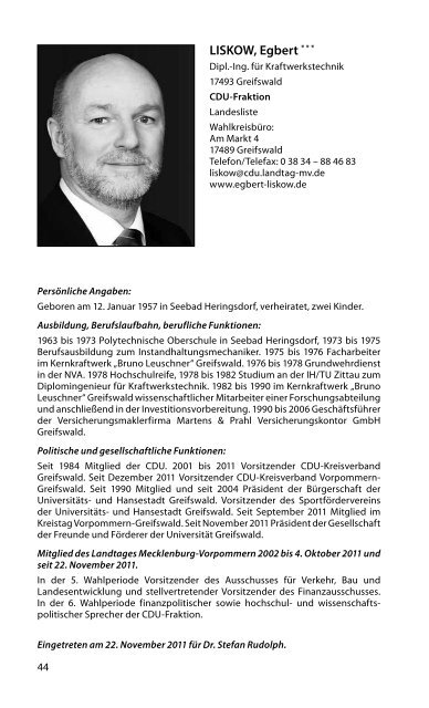 Abgeordnete und Gremien - Landtag Mecklenburg Vorpommern