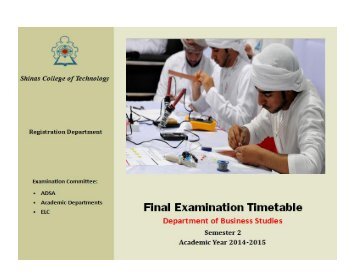 Business Dept - Final Exam Time Table - Sem 2 - AY 2014-2015-Online
