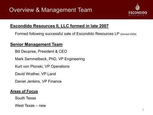 Escondido Resources II - LouisianaEnergyConference.com