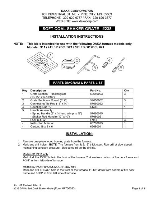 soft coal shaker grate #238 - DAKA Corporation Quality-Built Wood ...
