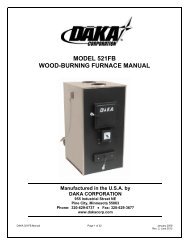 501C - DAKA Corporation Quality-Built Wood Burning Furnaces