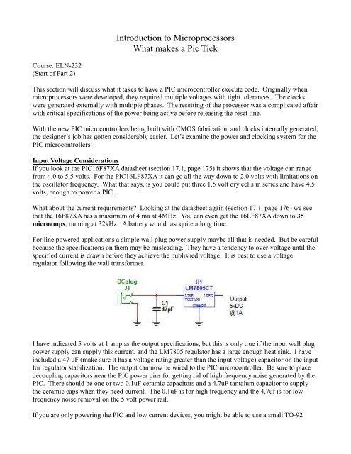 Introduction to Microprocessors What makes a Pic Tick