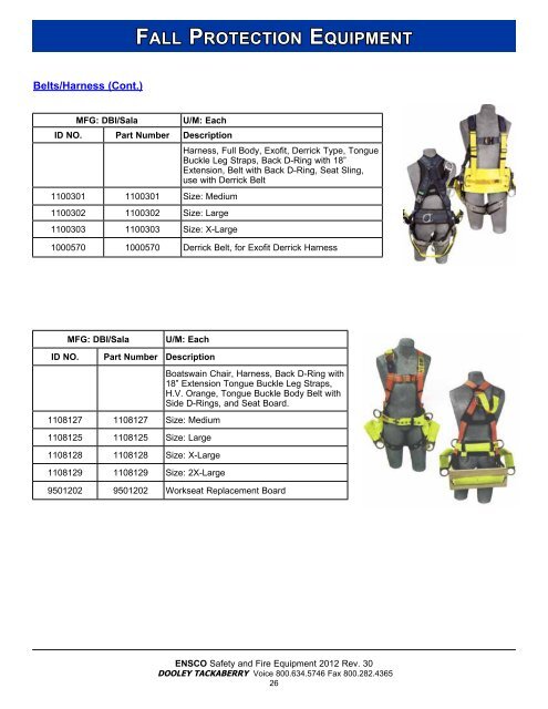 FALL PROTECTION EQUIPMENT - Ensco Safety Catalog