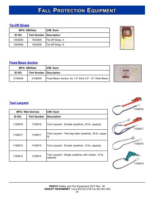 FALL PROTECTION EQUIPMENT - Ensco Safety Catalog