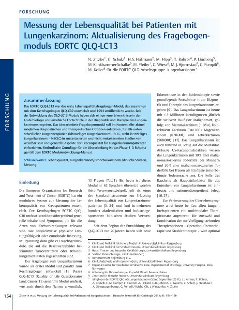 Aktualisierung des Fragebogenmoduls EORTC QLQ-LC13