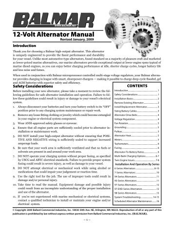 12-Volt Alternator Manual (2008-Present) - Balmar