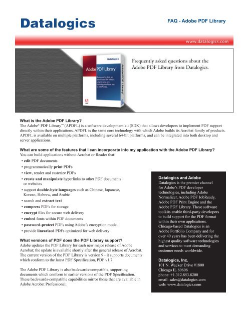 FAQ - Adobe PDF Library - Datalogics