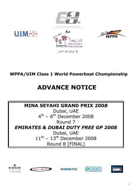 2008 DUBAI GsP - ADVANCE NOTICE - Class-1.com
