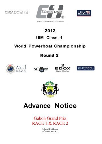 Advance Notice Class 1 Gabon GP - Class-1.com