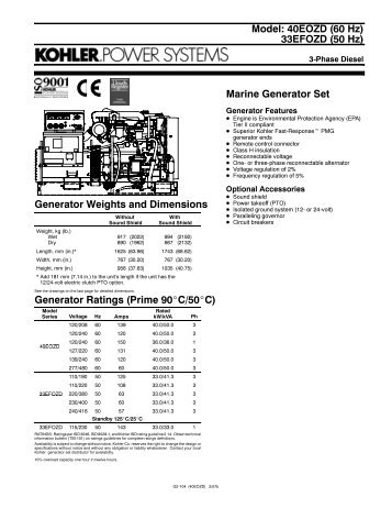 Model: 40EOZD (60 Hz) 33EFOZD (50 Hz) Marine ... - Westdiesel