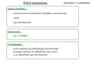 Dynamika I, 8. pÅednÃ¡Å¡ka - elearn