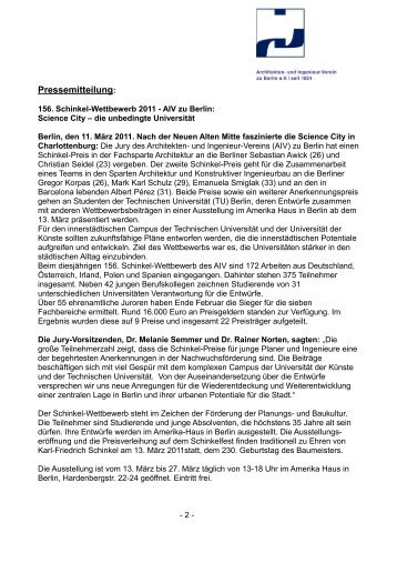 Pressemitteilung: - Architekten- und Ingenieur-Verein zu Berlin eV