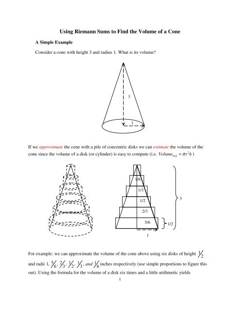 Using Riemann Sums to Find the Volume of a Cone