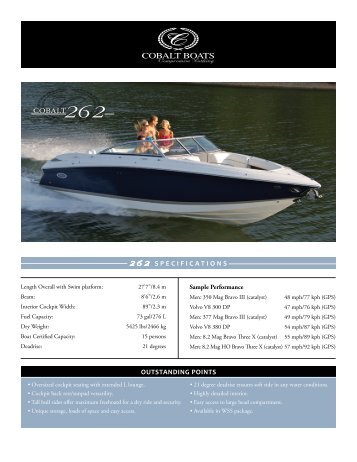 262 SPECIFICATIONS COBALT OUTSTANDING POINTS