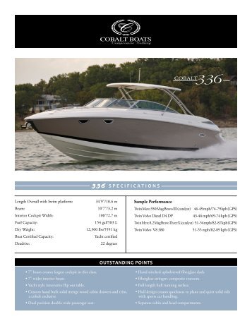 336 SPECIFICATIONS COBALT OUTSTANDING POINTS