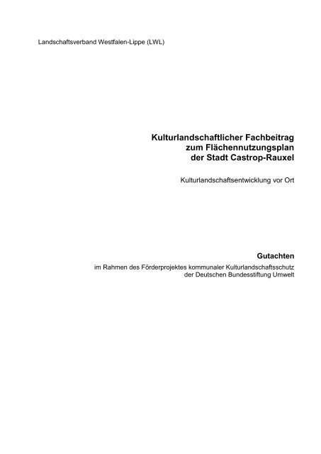 Kulturlandschaftlicher Fachbeitrag zum Flächennutzungsplan der ...