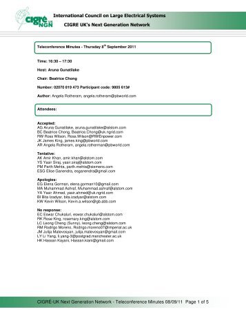 SC Telecon Minutes 8 September 2011 ( pdf , 70 kB ) - Cigre