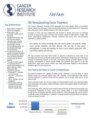 CRI fact sheet - Cancer Research Institute