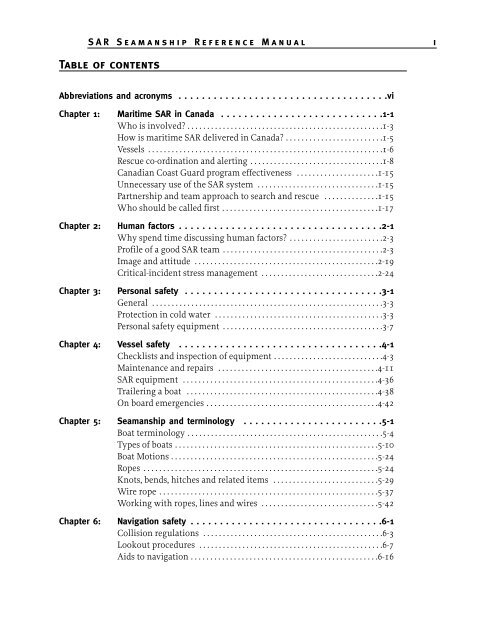 SAR Seamanship Reference Manual - Canadian Coast Guard