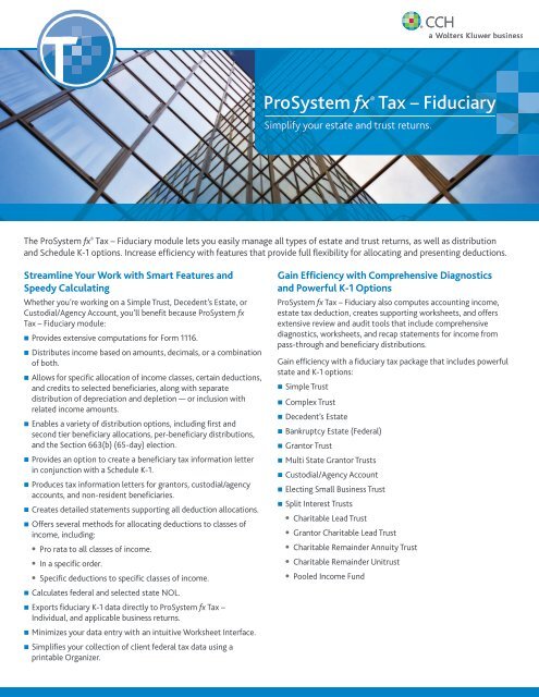 ProSystem fxÂ® Tax â Fiduciary - CCH