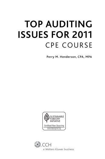 Top auditing issues for 2011 - cch testing center