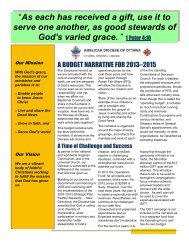 Narrative Budget - Anglican Diocese of Ottawa
