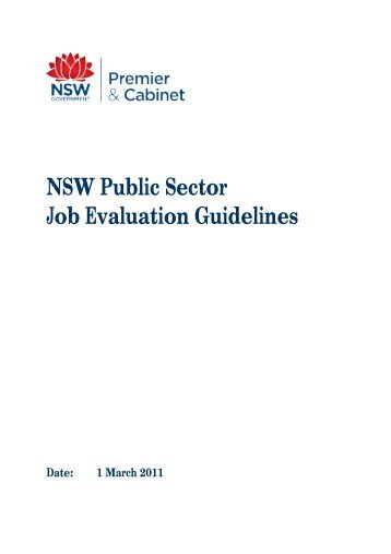 Job Evaluation Guidelines 1 March 2011 - NSW Public Sector ...