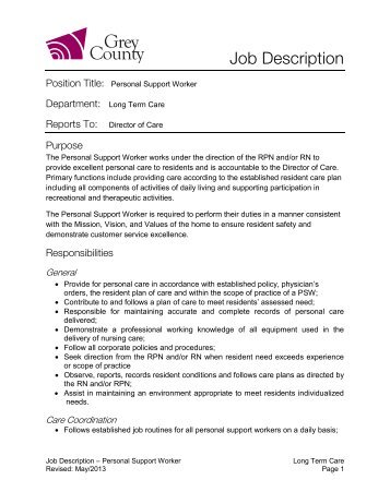 Job Description - County of Grey