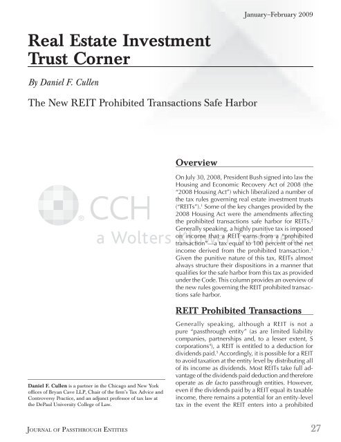 REIT Prohibited Transactions - CCH