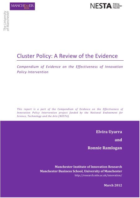 Cluster Policy: A Review of the Evidence - Compendium of Evidence ...