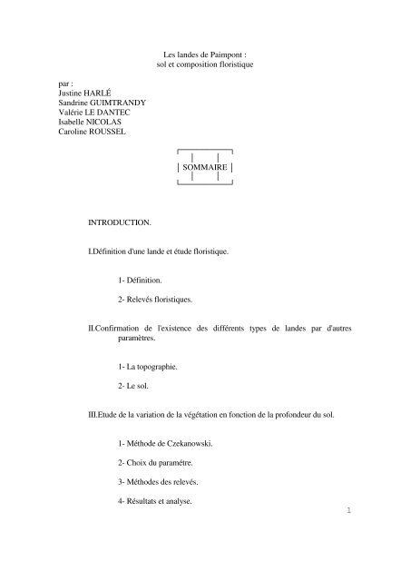 1 Les landes de Paimpont : sol et composition floristique ... - Accueil