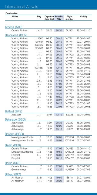 2012 FLIGHT SCHEDULE