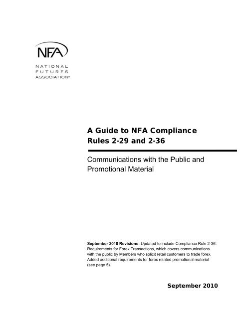 A Guide To NFA Compliance Rules 2-29 - National Futures ...
