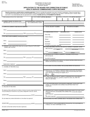 Form PHS-6190, Application to the Board for Correction of Public ...
