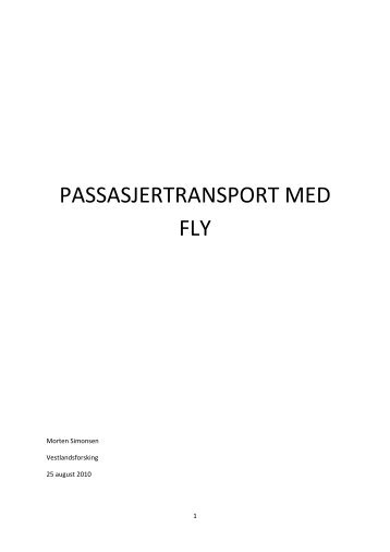 PASSASJERTRANSPORT MED FLY - Transport, energi og miljø