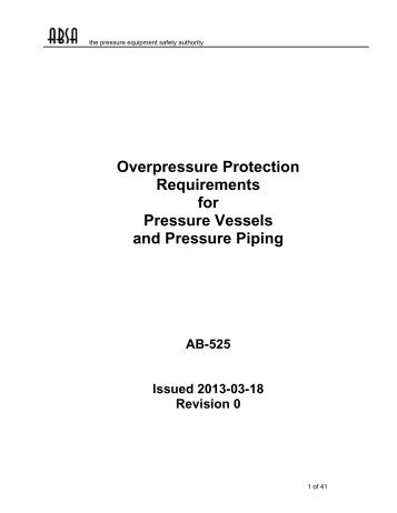 AB-525, Overpressure Protection Requirements for Pressure ... - ABSA