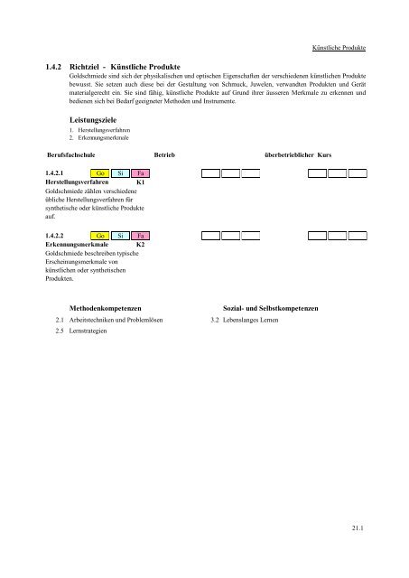 Bildungsplan - OdA - Goldschmied