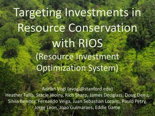 RIOS Overview - Natural Capital Project
