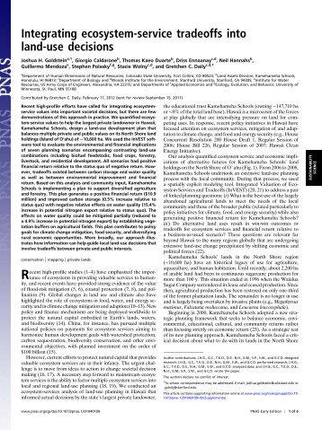 Integrating ecosystem-service tradeoffs into land-use decisions