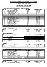 Homeopathic Product List