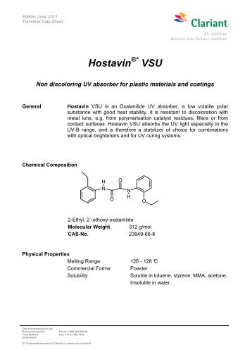 HOSTAVIN VSU FOR PLASTICS - TDS - Clariant