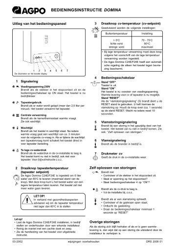 BEDIENINGSINSTRUCTIE DOMINA - Ferroli