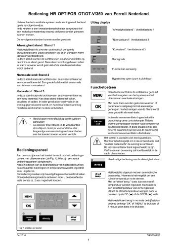 Bediening HR OPTIFOR OT/OT-V/350 van Ferroli Nederland