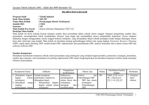 SILABUS MATA KULIAH - RMP - UMS