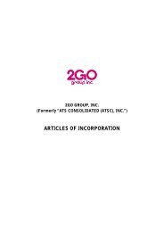 2GO Group, Inc. Articles of Incorporation